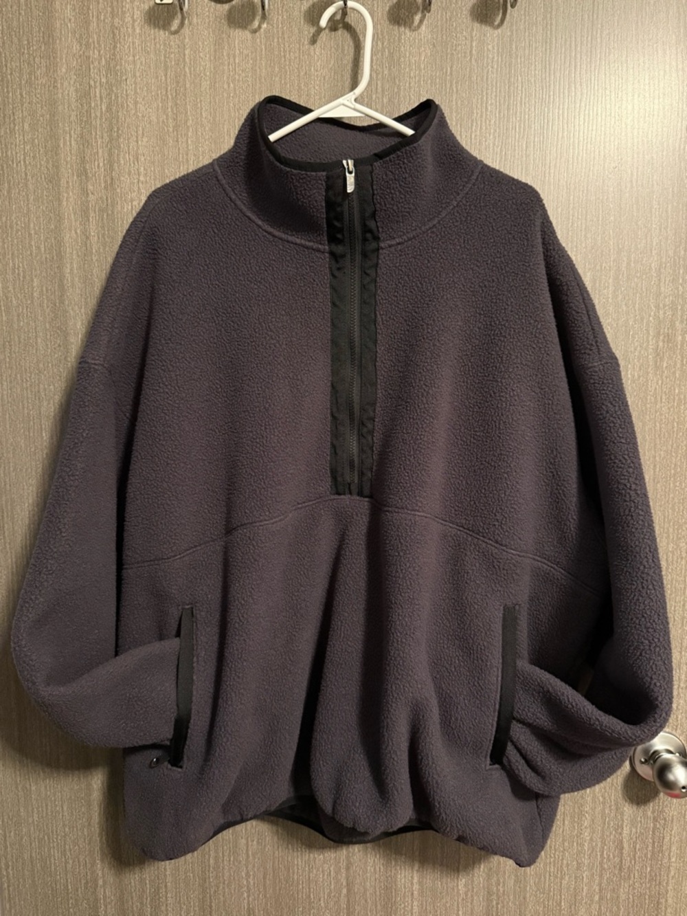 The North Face Black and Purple Fleece Jacket with Branded Zipper